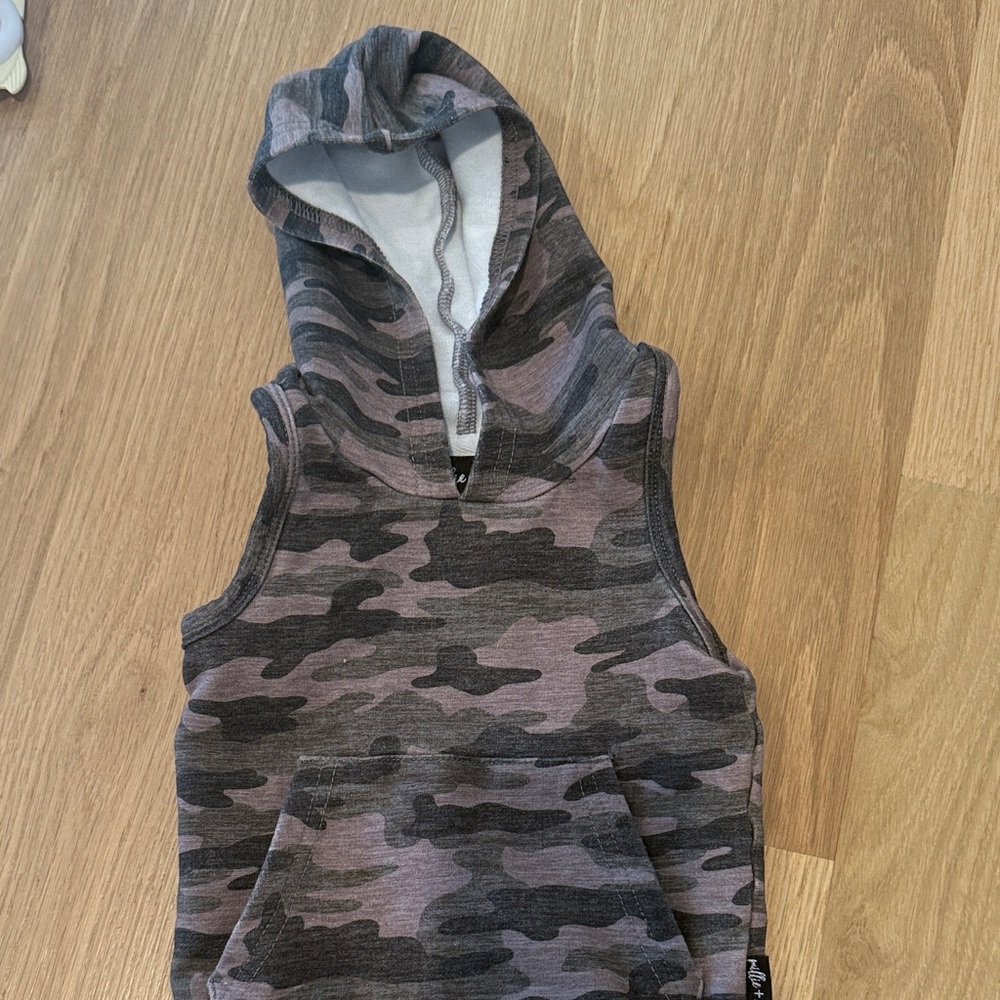 Millie + Roo Camouflage Sleeveless Hoodie